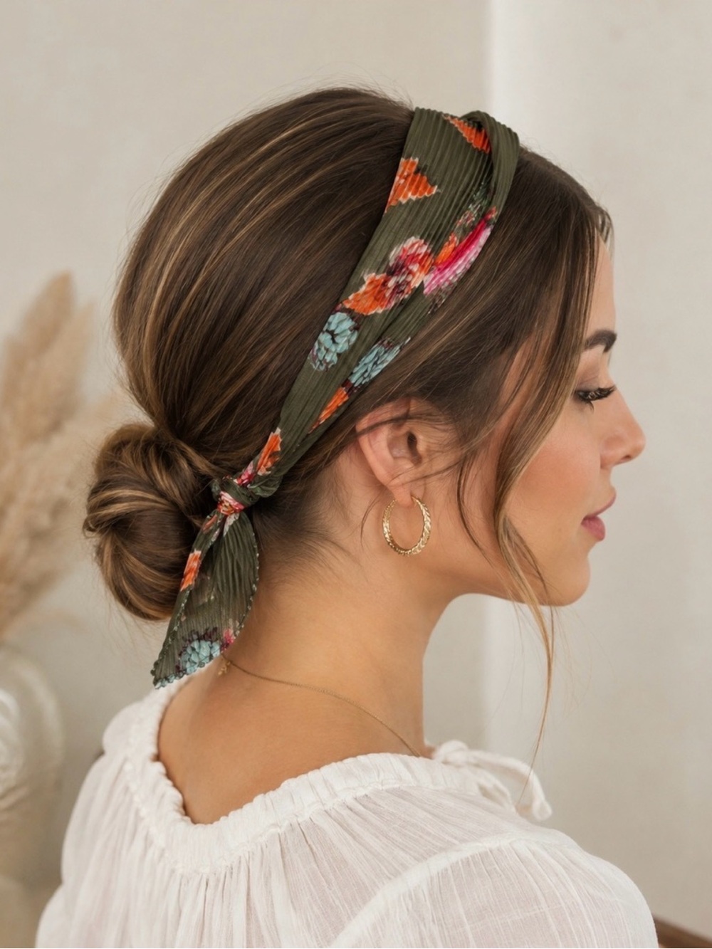 Olive Floral Knotted Headband